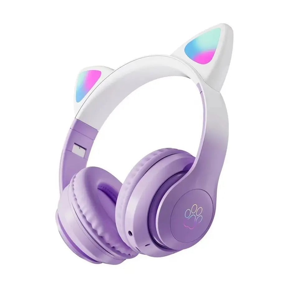 Pro Cute Cat Ear Bluetooth Wireless Headphones Glowing LED RGB Flash Light Pro Cute Cat Ear Bluetooth Wireless Headphones Glowing LED RGB Flash Light